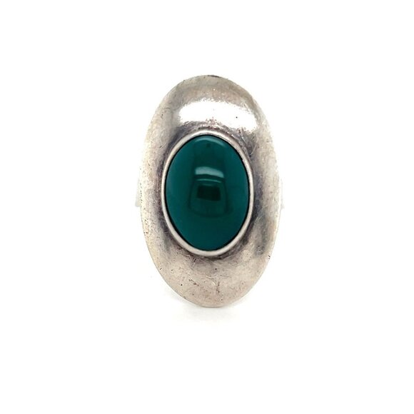 Jewelry - Silver 925 Green Stone Open Back Ring